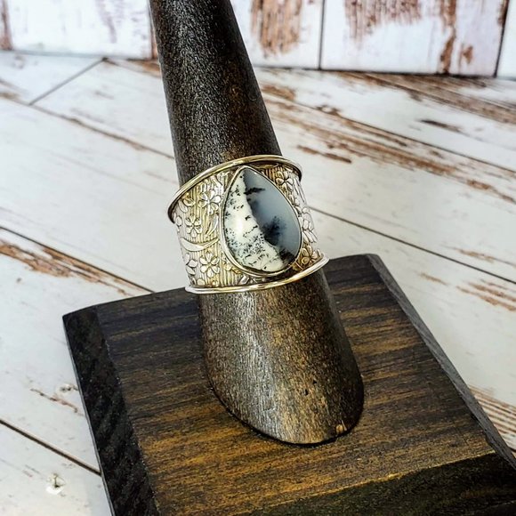 Artisan Merlinite Dendritic Opal Ring - Picture 7 of 8